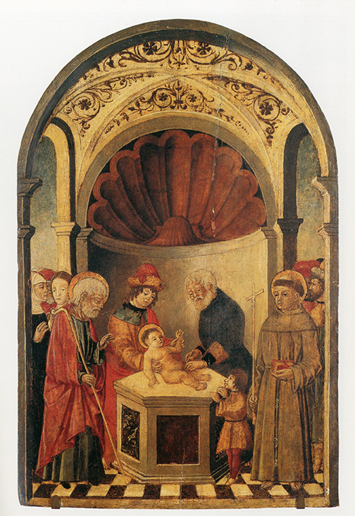 Ignoto (ambito trevigliese), Circoncisione di Gesù bambino, fine XV sec. olio su tavola
